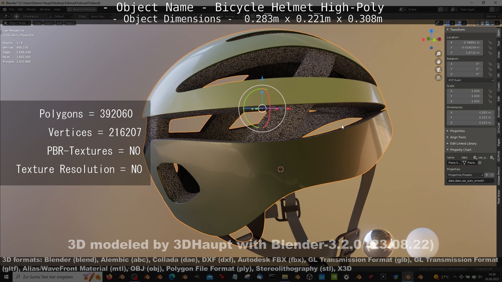 High-Poly Bicycle Helmet 3D model_60