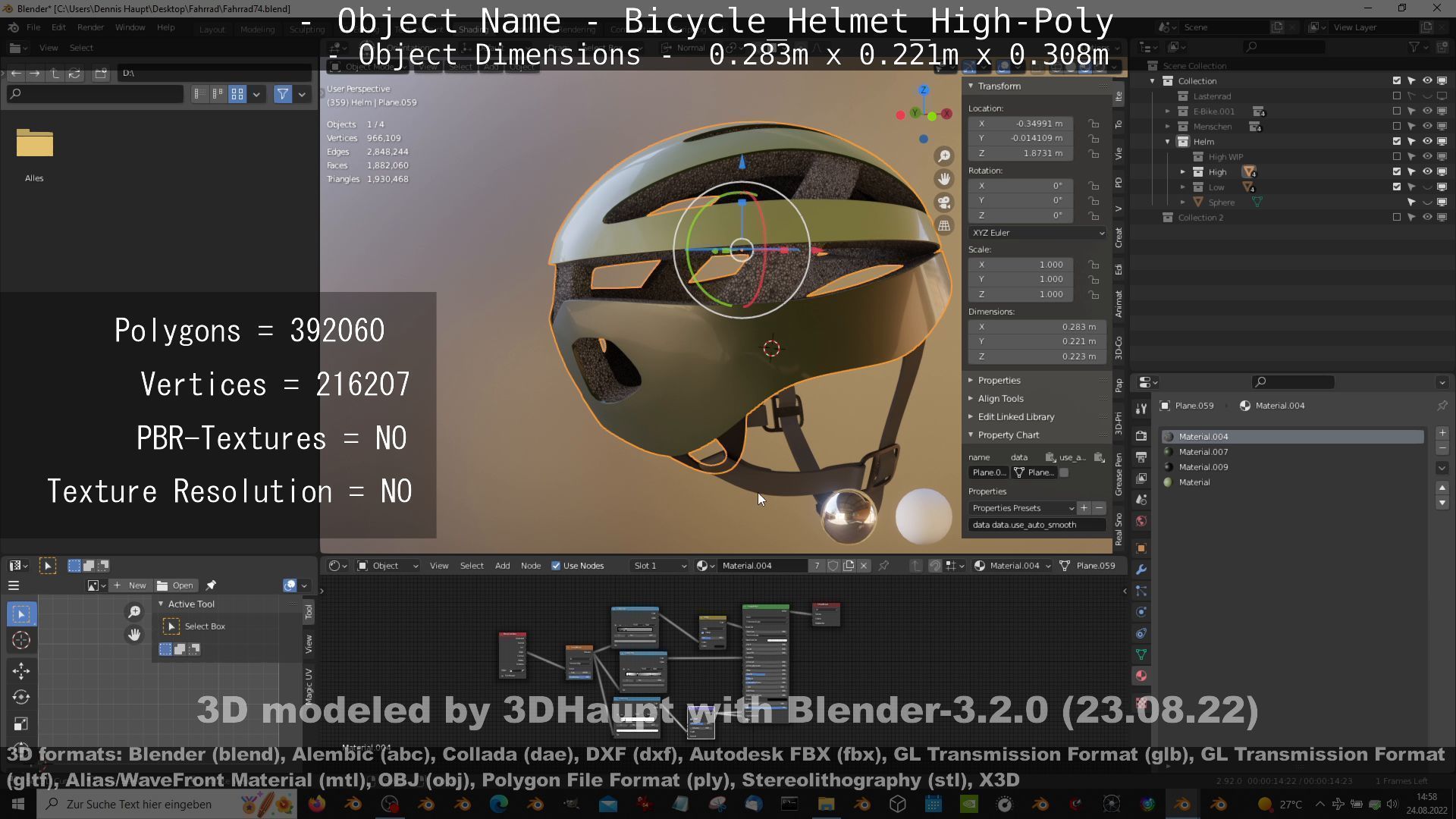High-Poly Bicycle Helmet 3D model_63