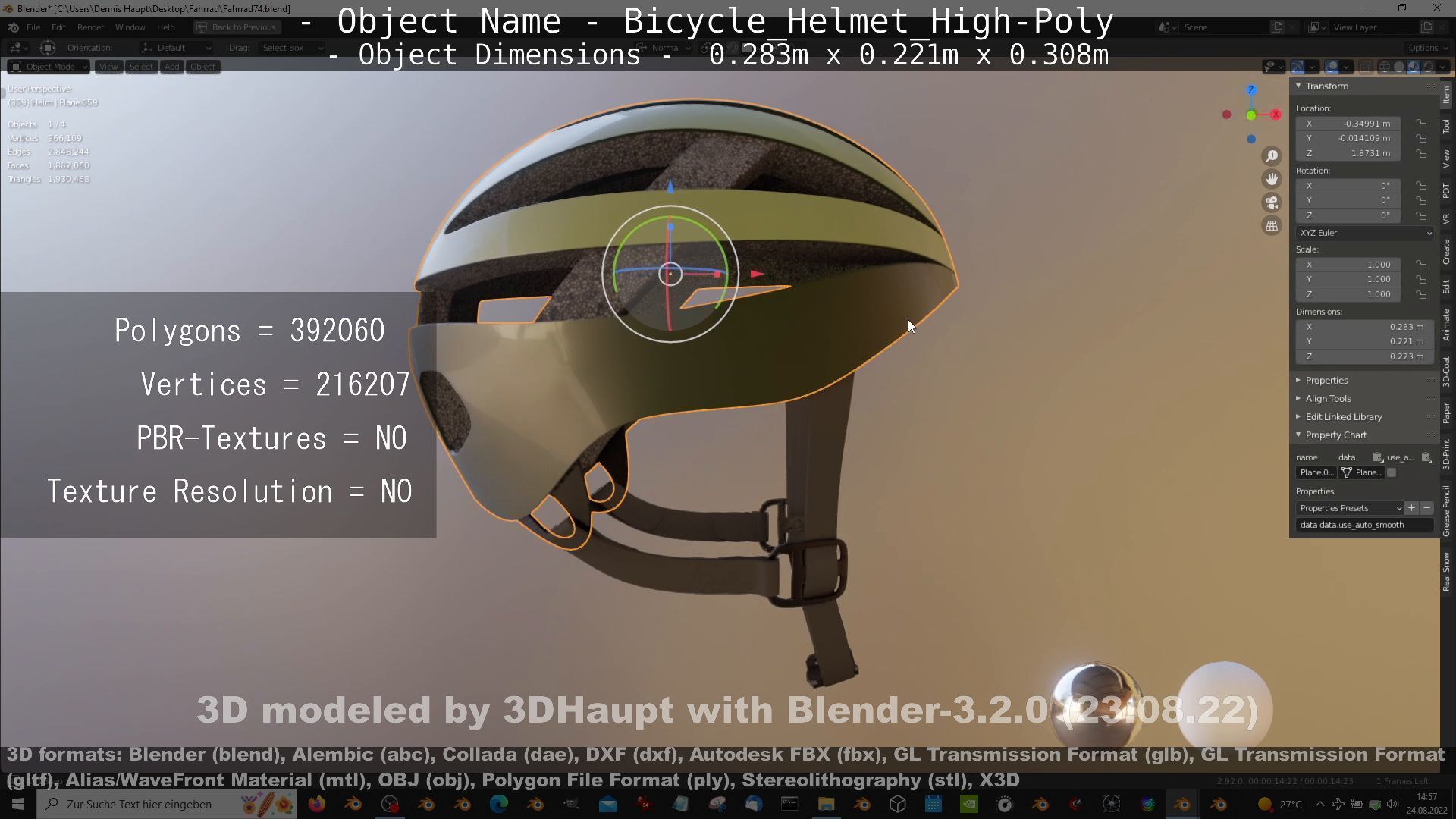 High-Poly Bicycle Helmet 3D model_35