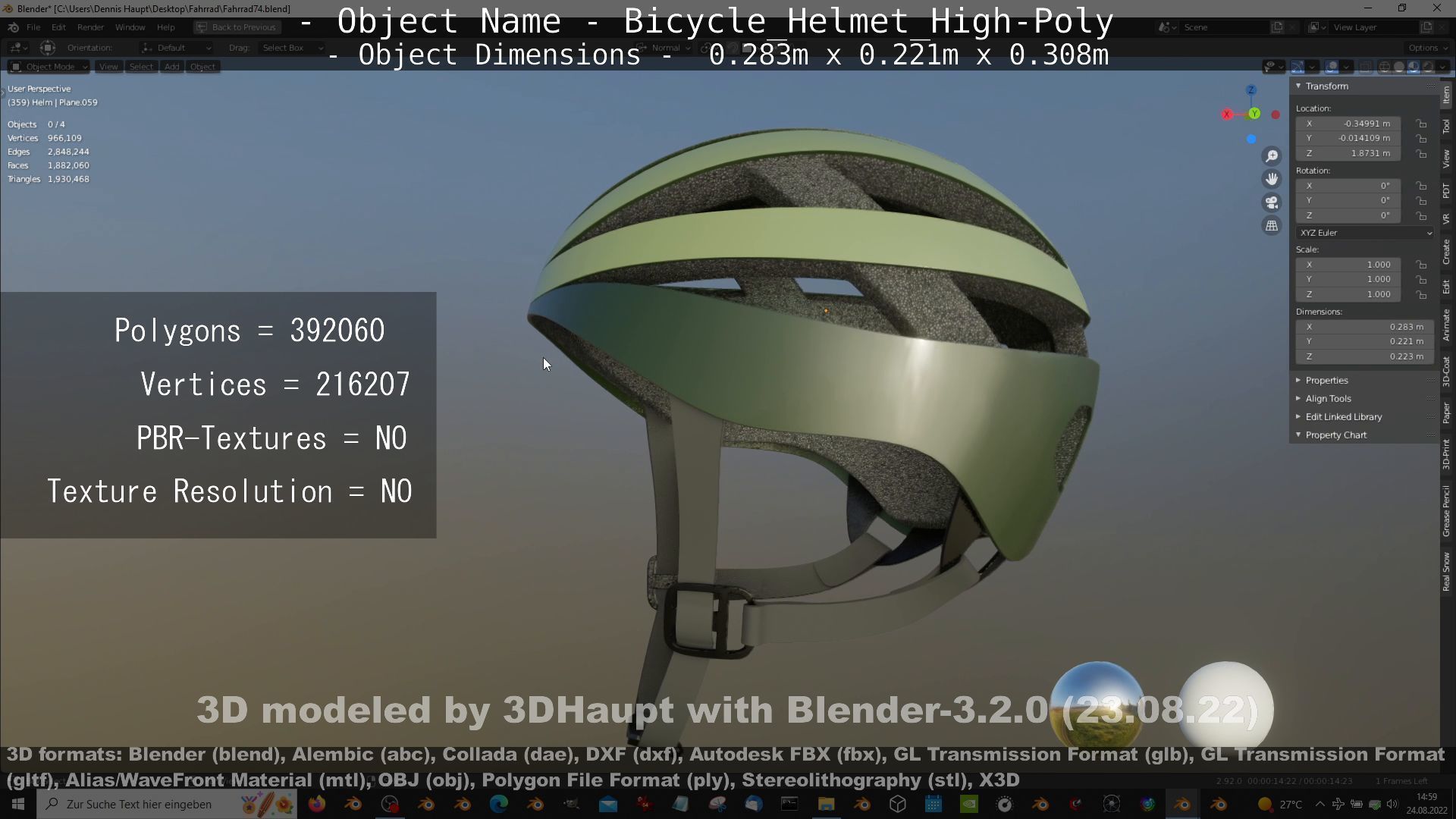 High-Poly Bicycle Helmet 3D model_69