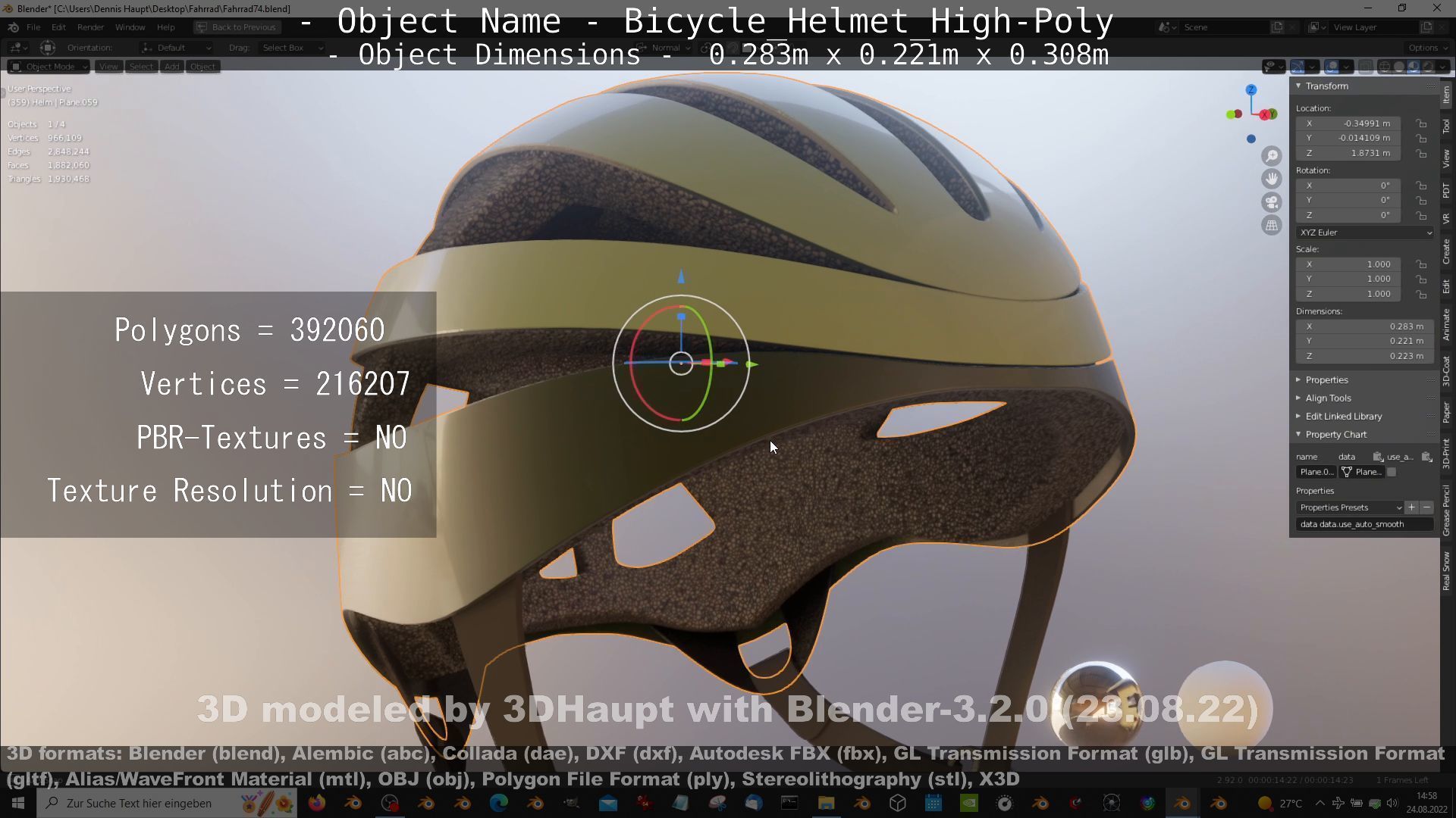 High-Poly Bicycle Helmet 3D model_37