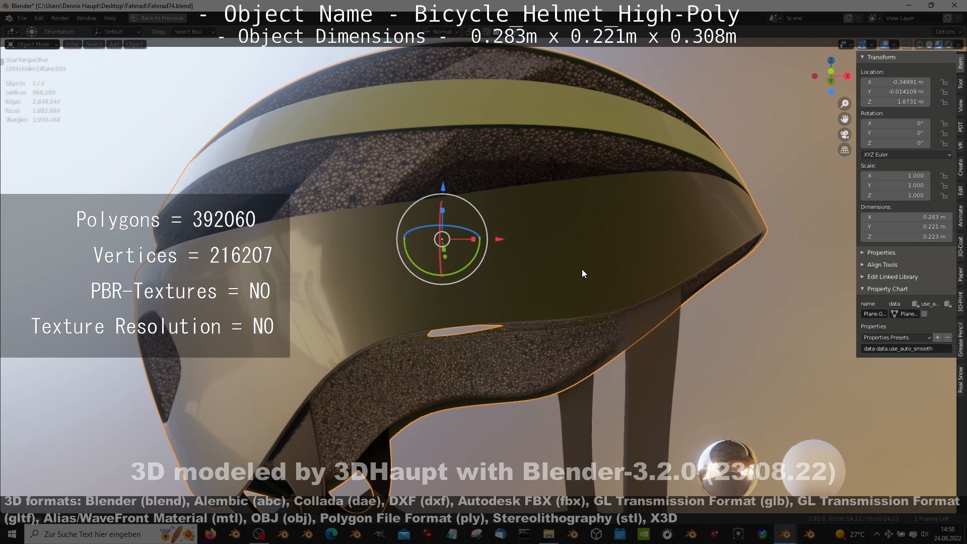 High-Poly Bicycle Helmet 3D model_38