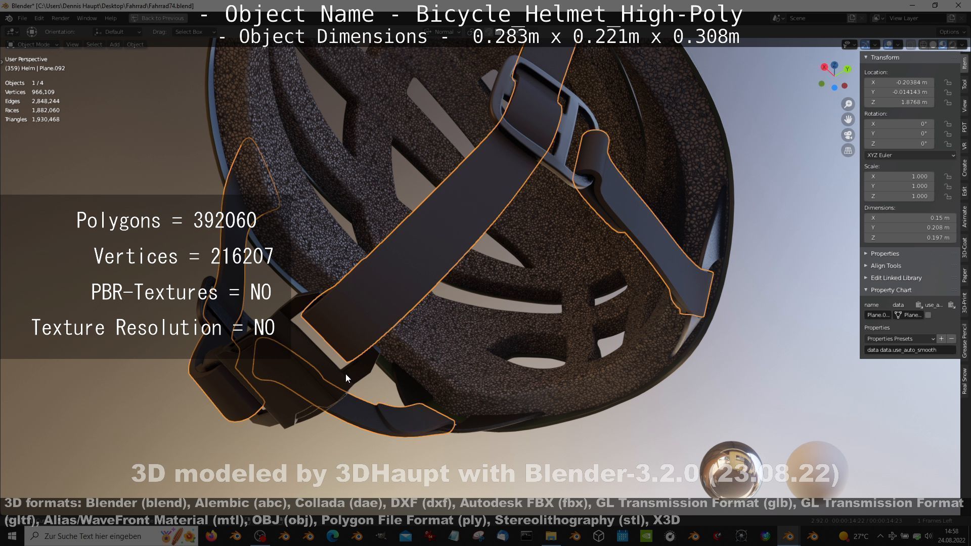High-Poly Bicycle Helmet 3D model_44