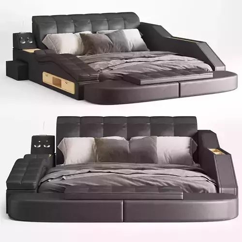 Homary Black Smart Bed King modern