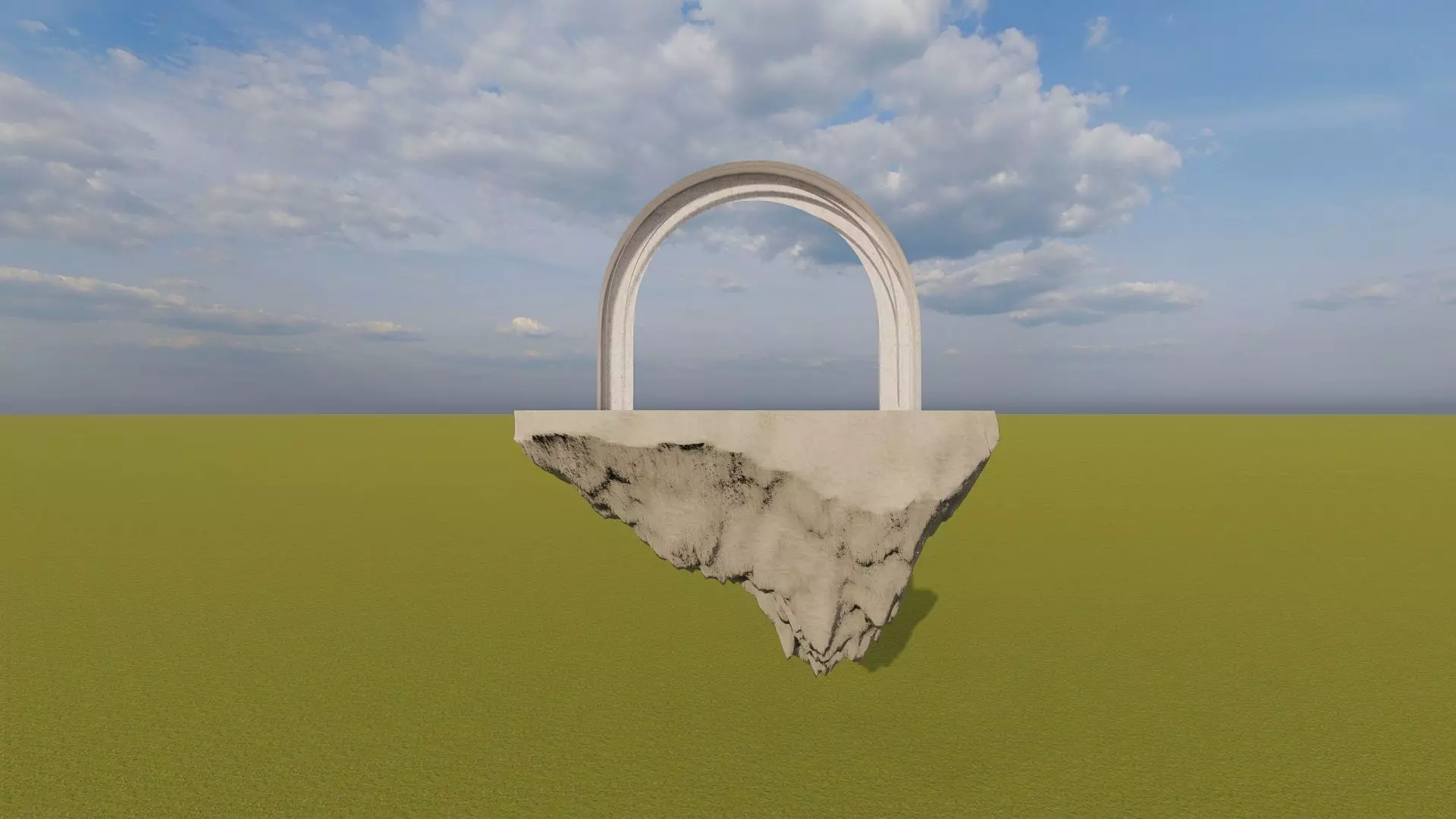 Portal Arch on Floating Island Low-poly 3D model