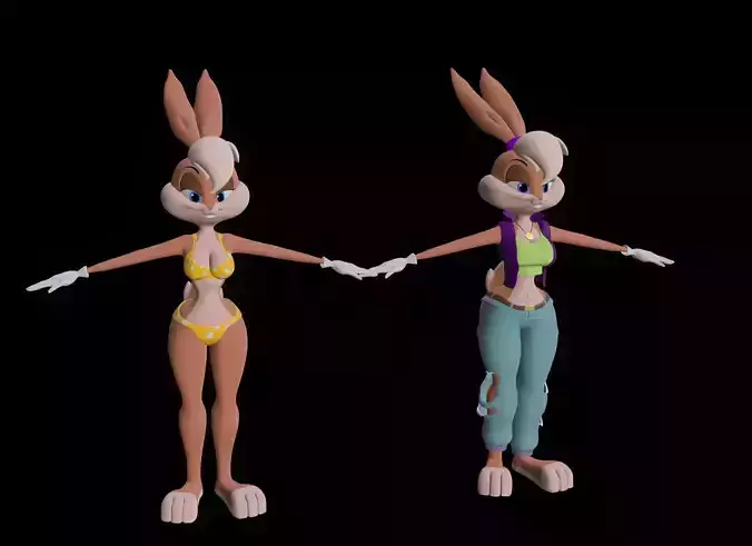 Lola Bunny with Cloths Low-poly 3D model