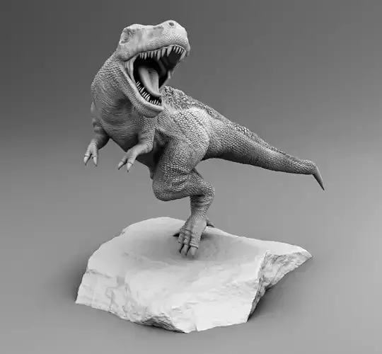 T-Rex t - rex on rock 3D print model