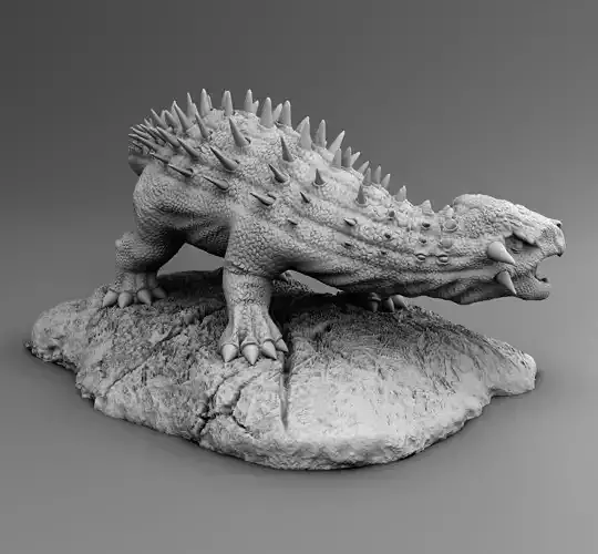 Ankilosaour dinosaur on rock 3D print model