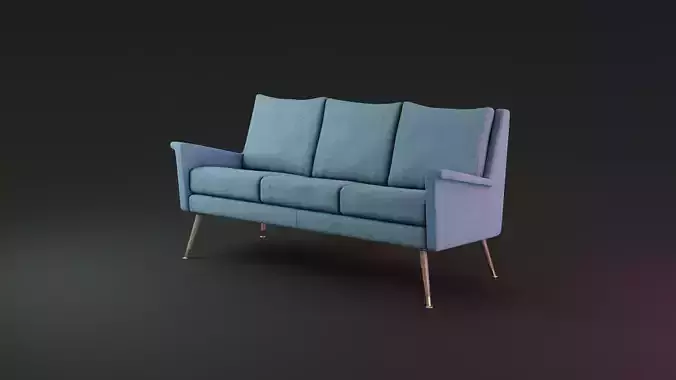 Mid-Century Sofa Low-poly 3D model