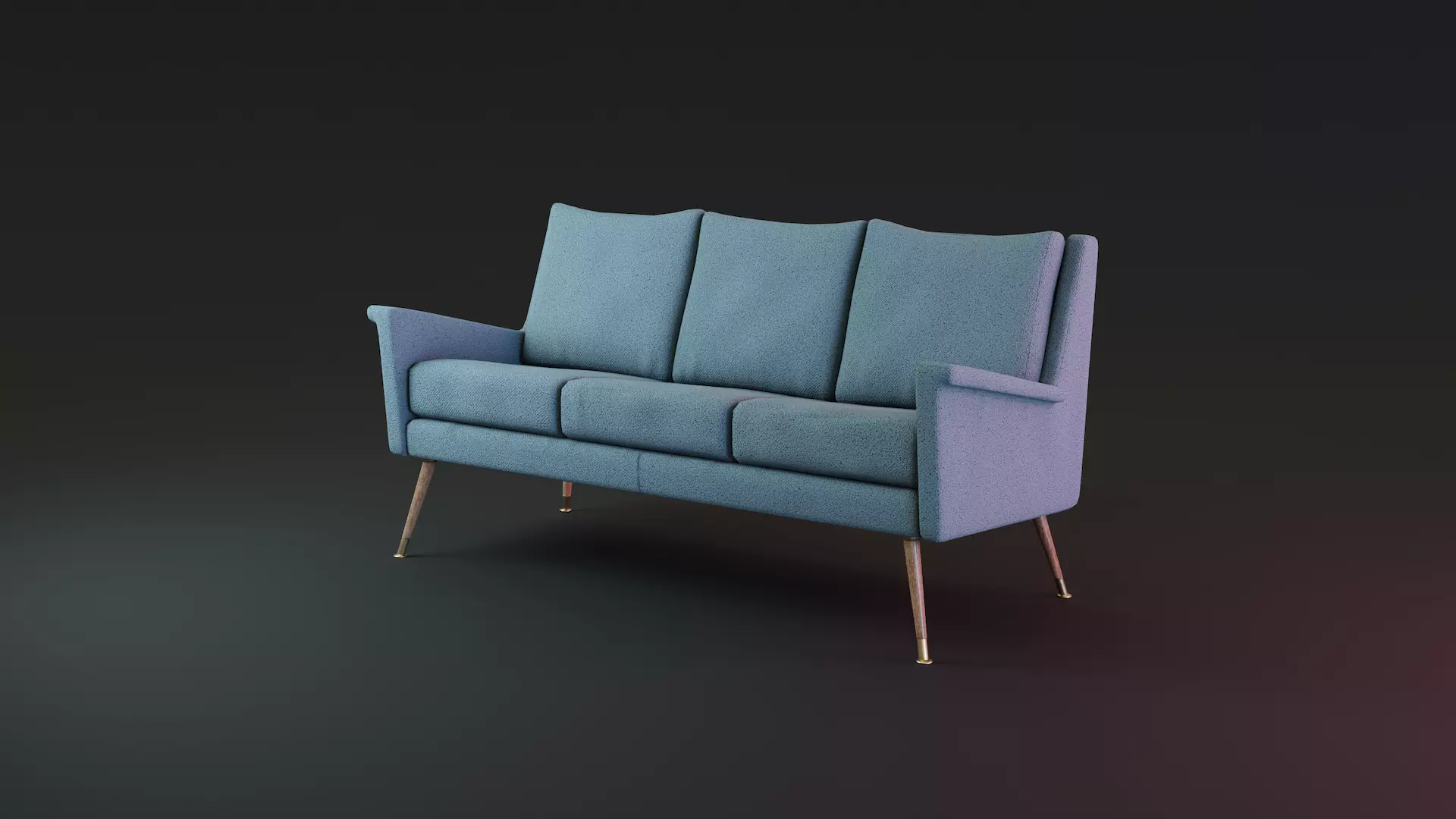Mid-Century Sofa Low-poly 3D model_0