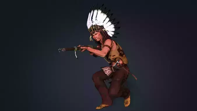 Native American leader  High quality  full Rigged and Animated  3D model