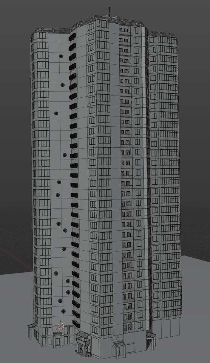 Kyiv left coast style building 3D model_14