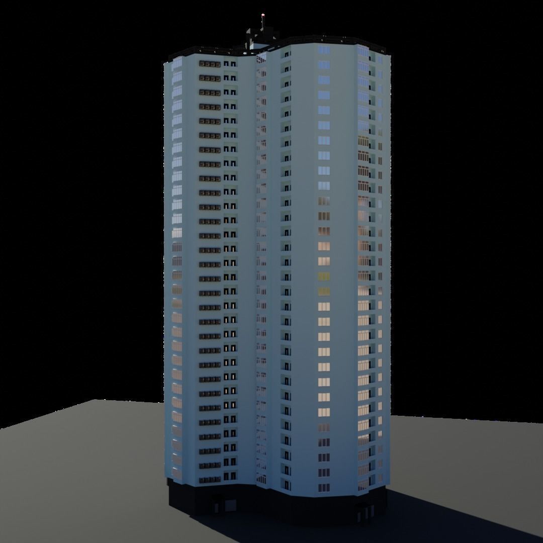 Kyiv left coast style building 3D model_1