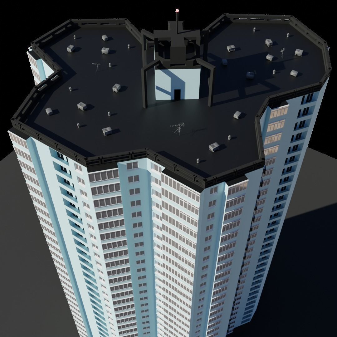 Kyiv left coast style building 3D model_10