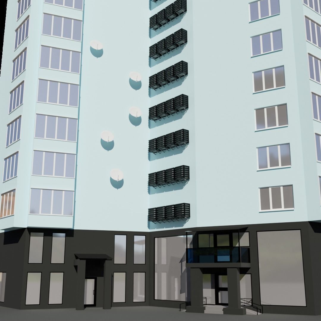 Kyiv left coast style building 3D model_5