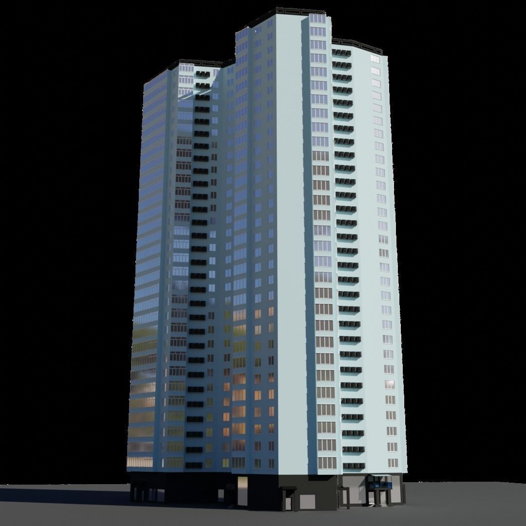 Kyiv left coast style building 3D model_4
