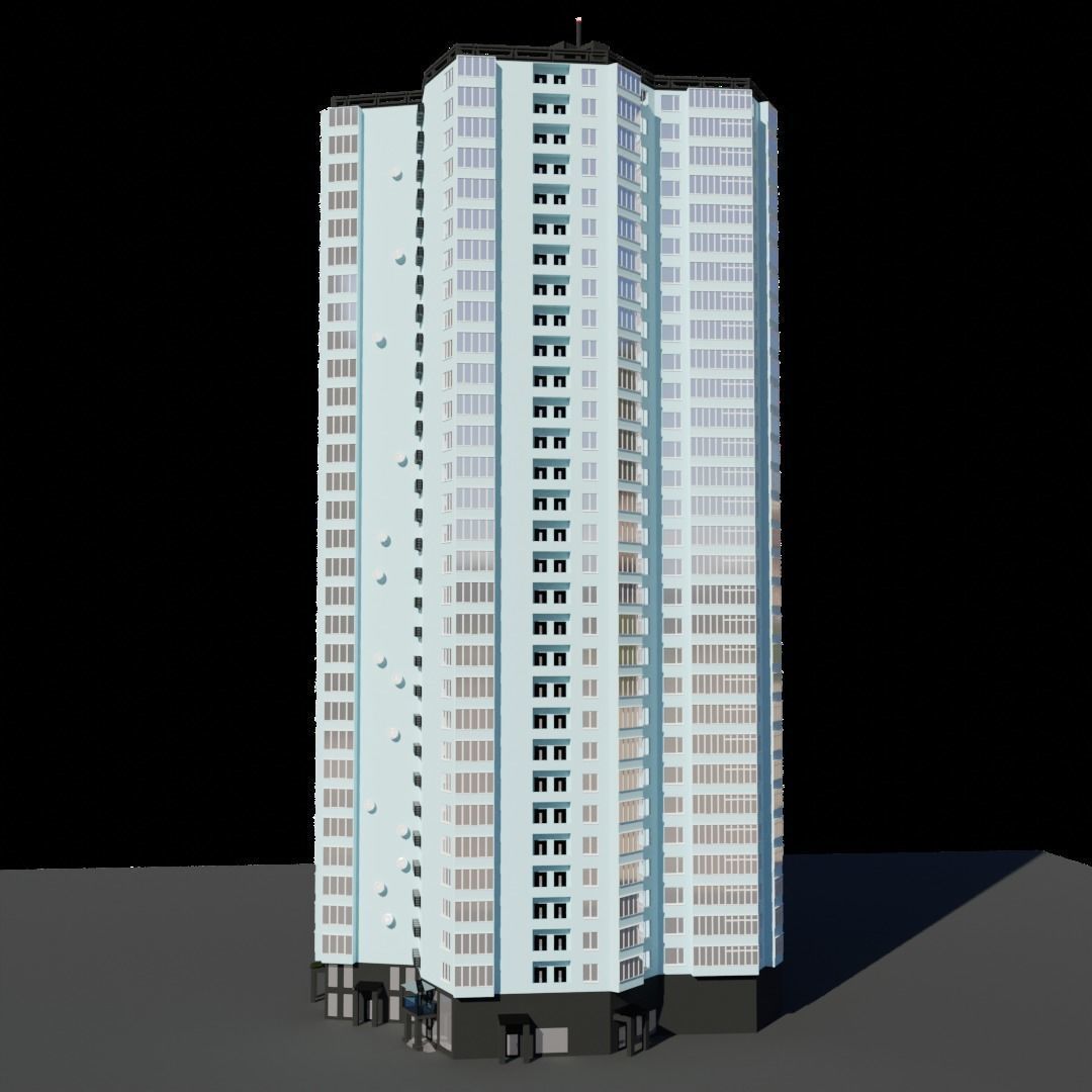 Kyiv left coast style building 3D model_2