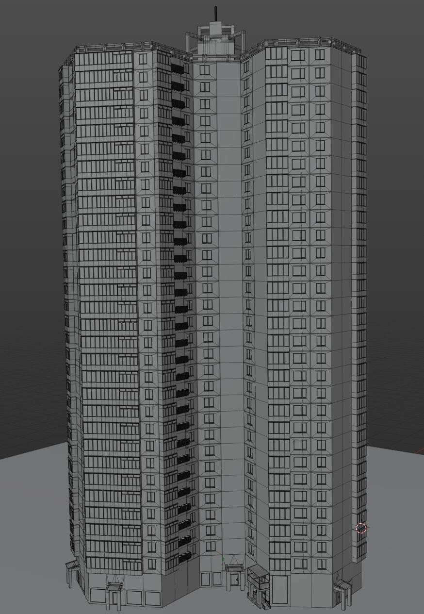 Kyiv left coast style building 3D model_13