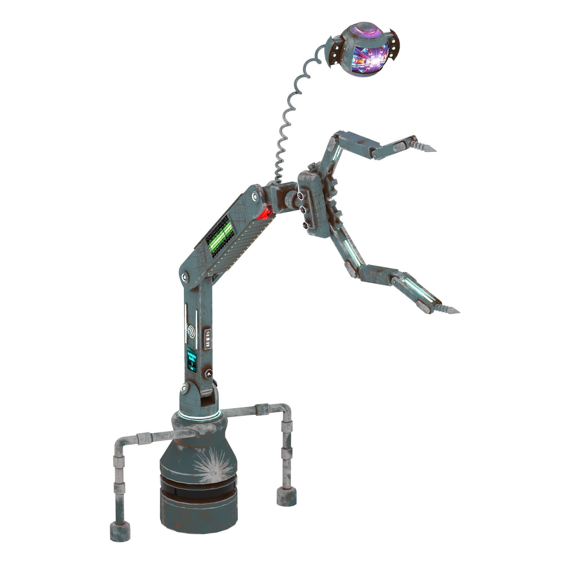 3D model of scifi robot arm with light and monitor Low-poly 3D model_11