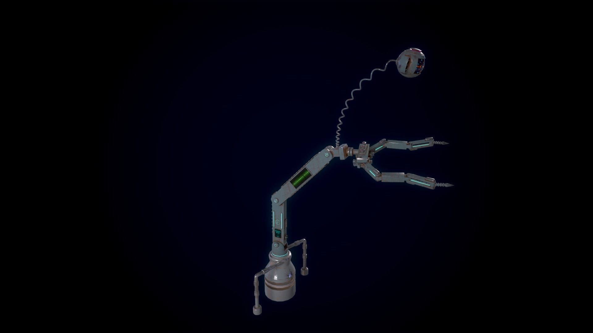 3D model of scifi robot arm with light and monitor Low-poly 3D model_12