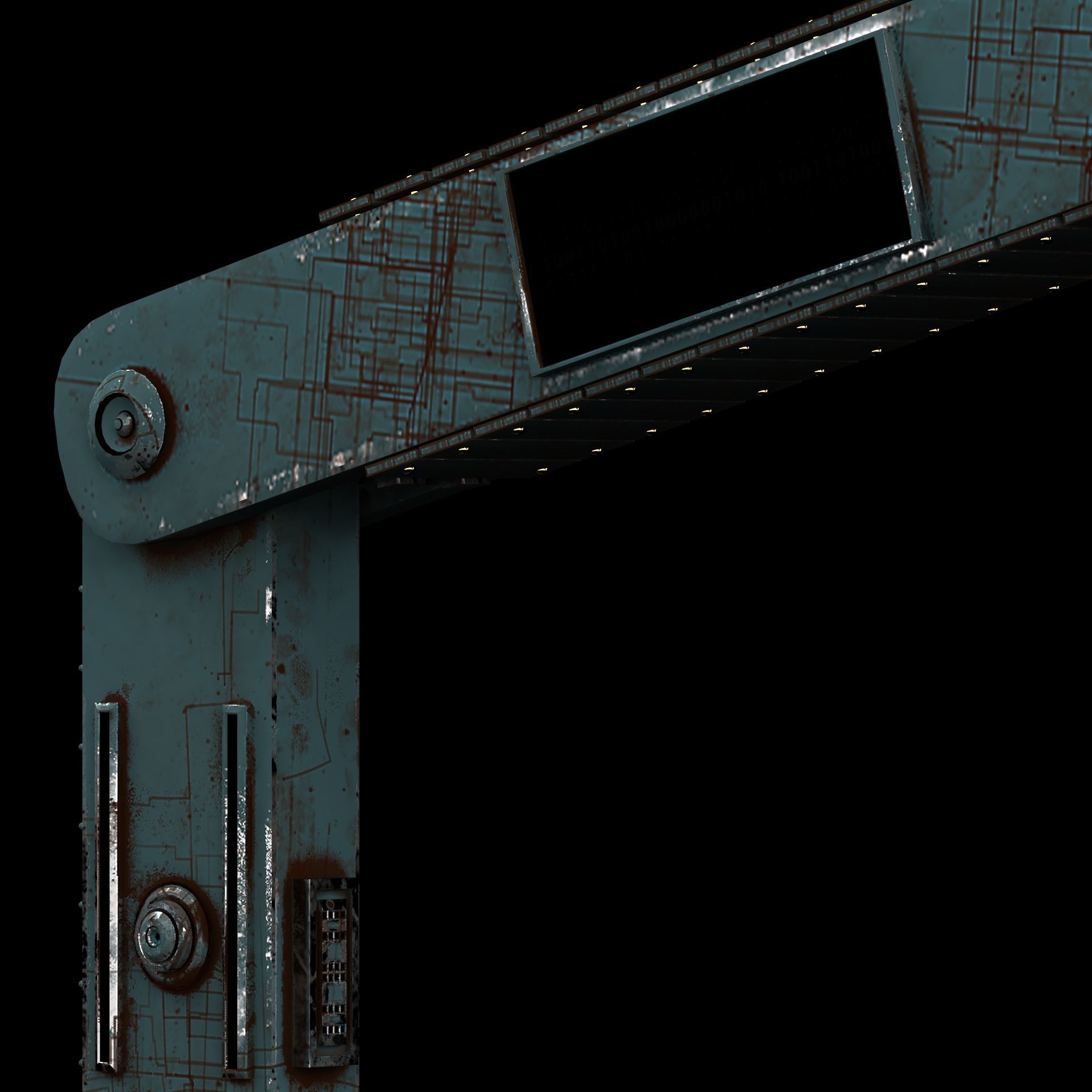 3D model of scifi robot arm with light and monitor Low-poly 3D model_8