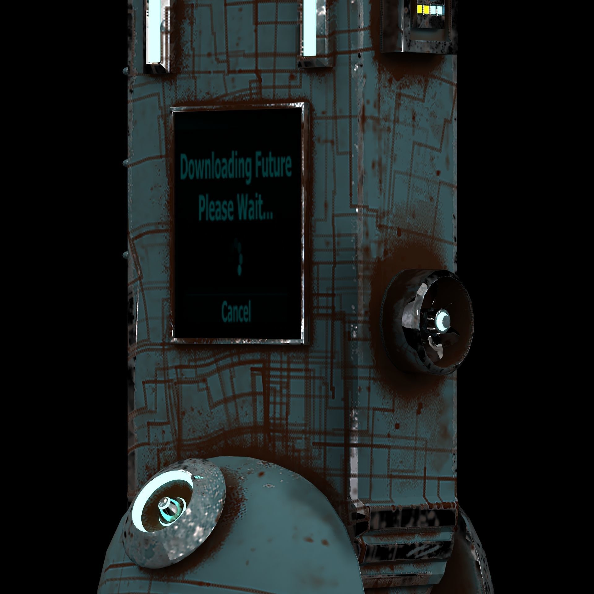 3D model of scifi robot arm with light and monitor Low-poly 3D model_7