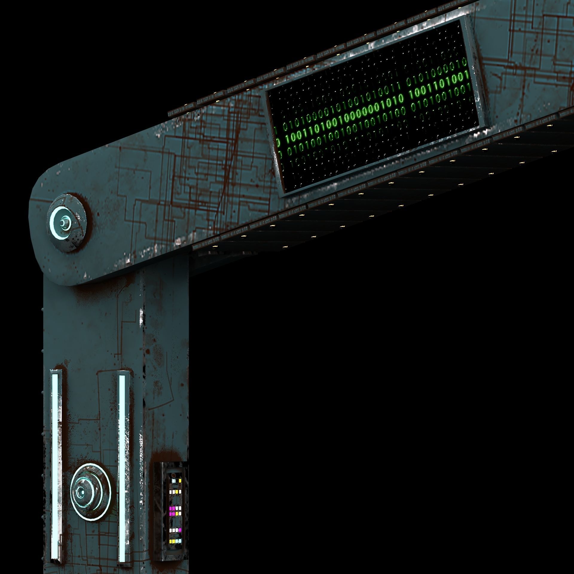 3D model of scifi robot arm with light and monitor Low-poly 3D model_9