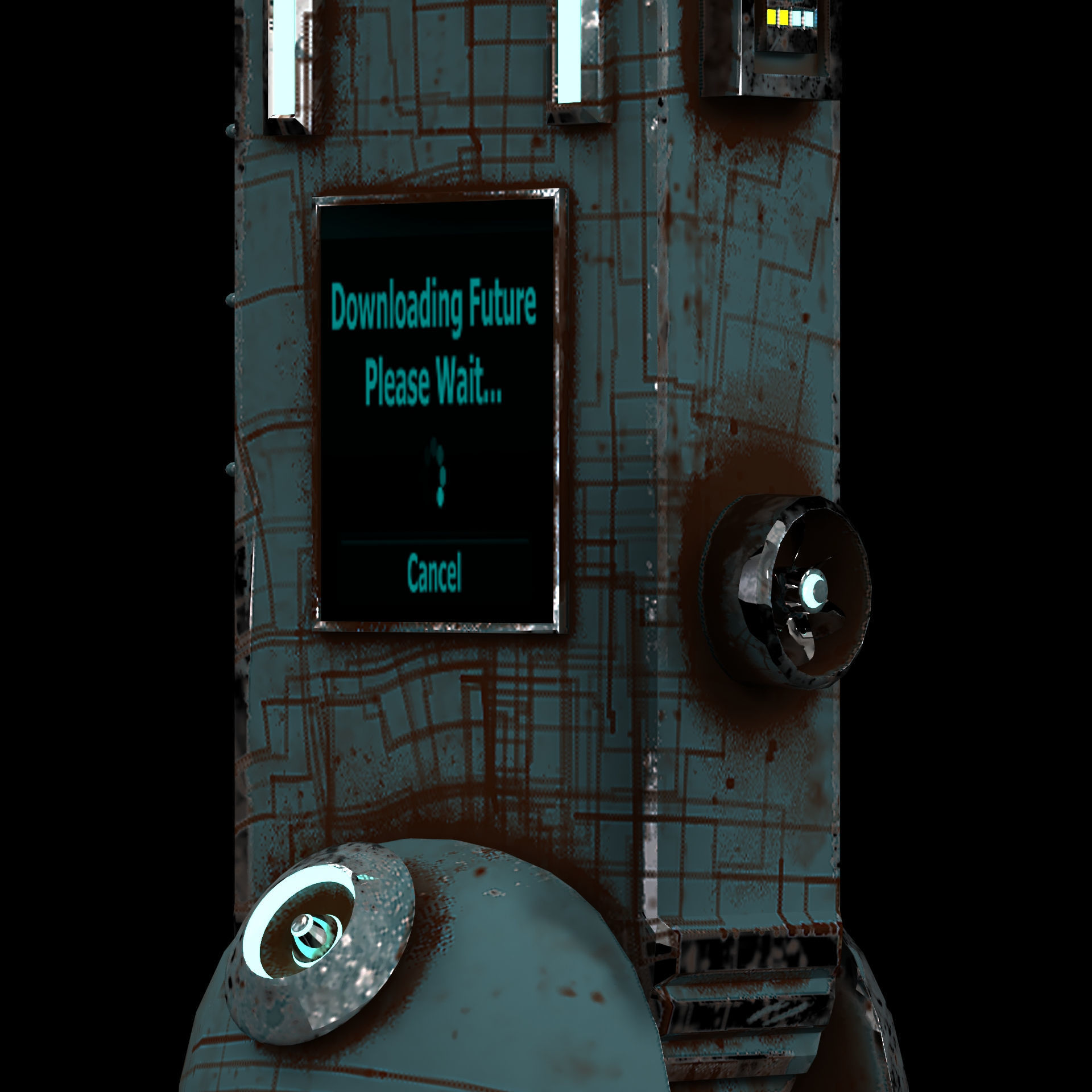 3D model of scifi robot arm with light and monitor Low-poly 3D model_6