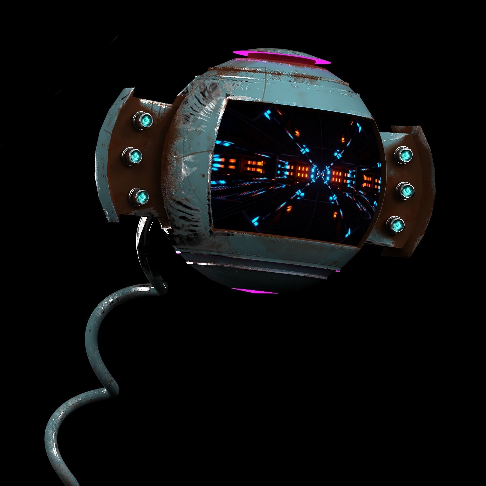 3D model of scifi robot arm with light and monitor Low-poly 3D model_5