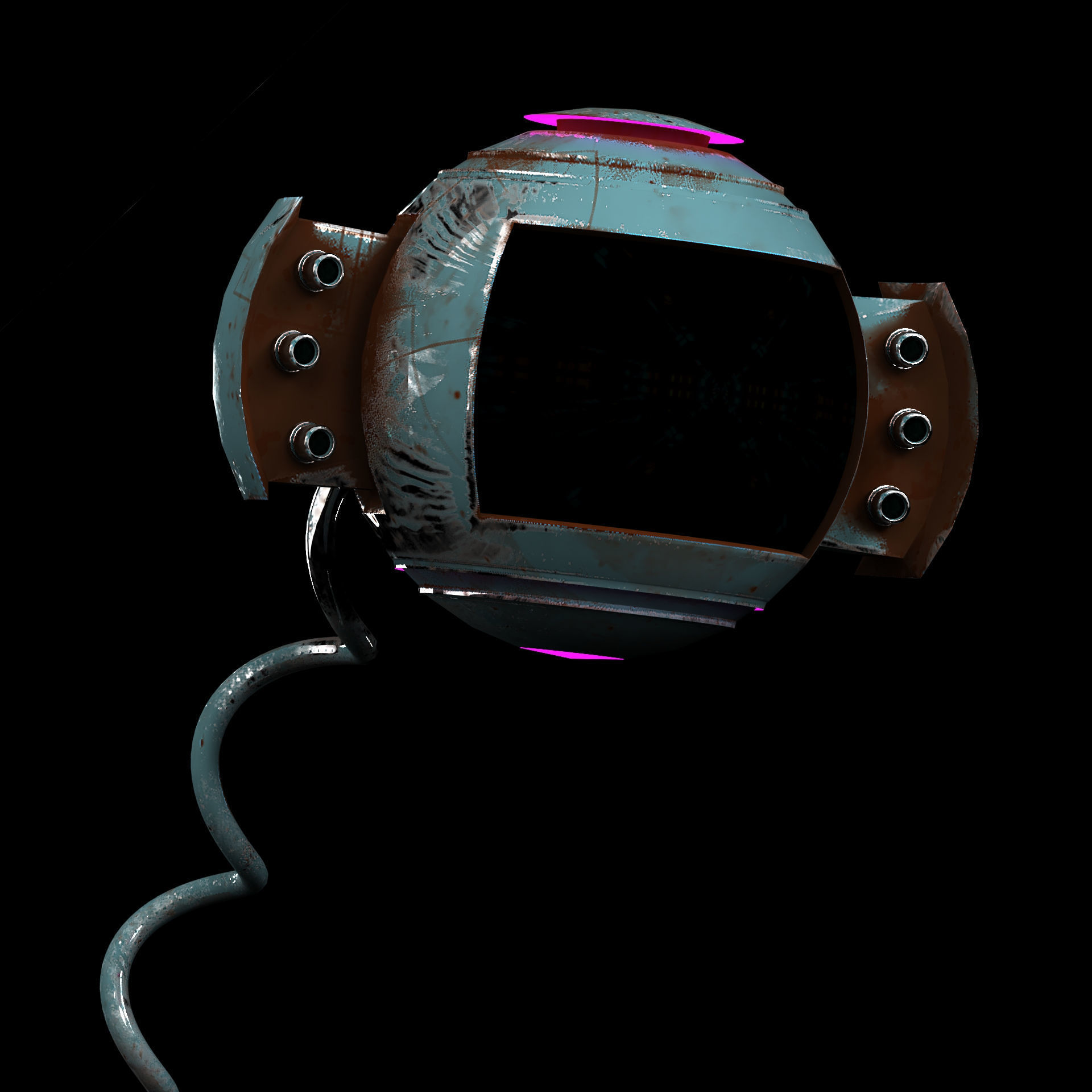 3D model of scifi robot arm with light and monitor Low-poly 3D model_4