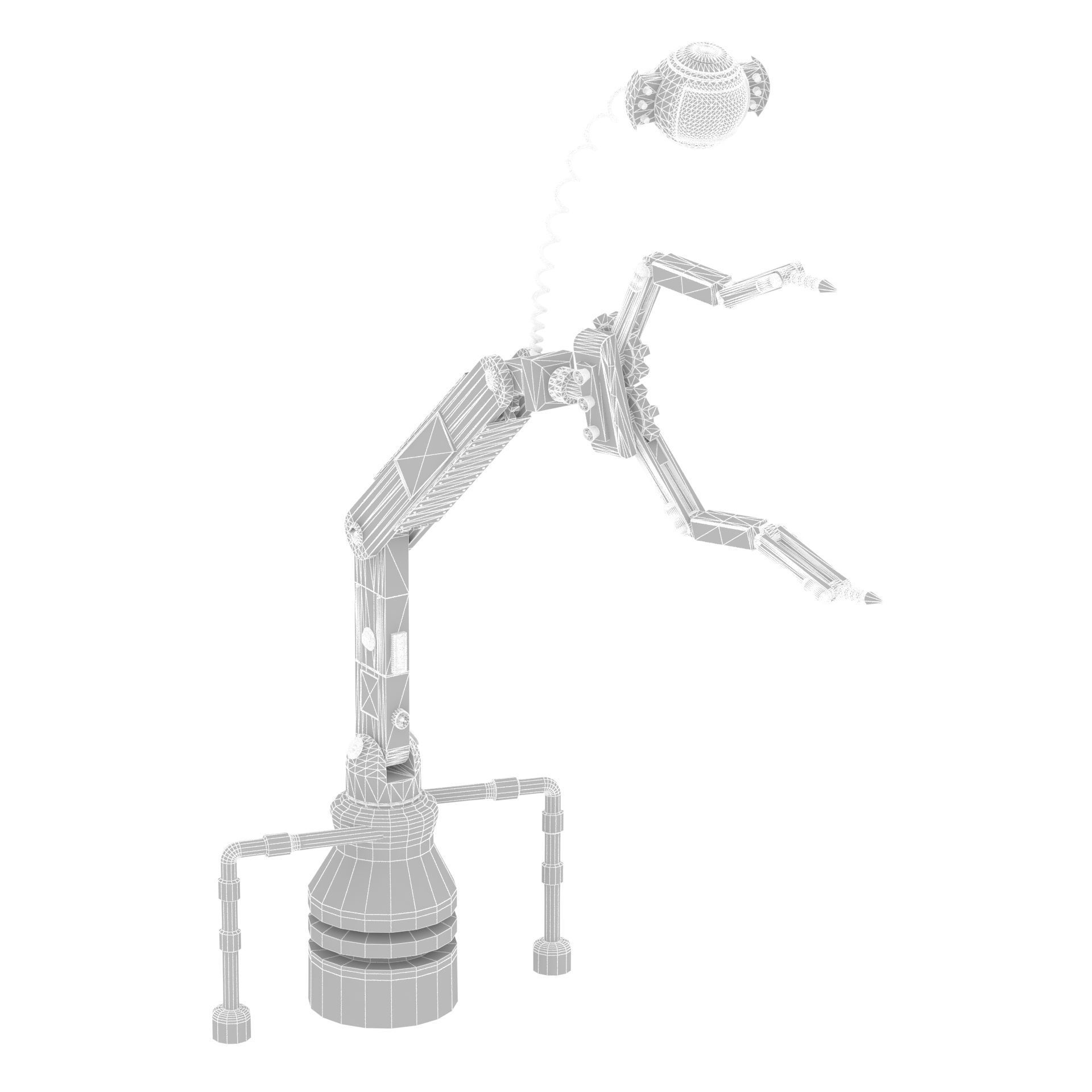 3D model of scifi robot arm with light and monitor Low-poly 3D model_14