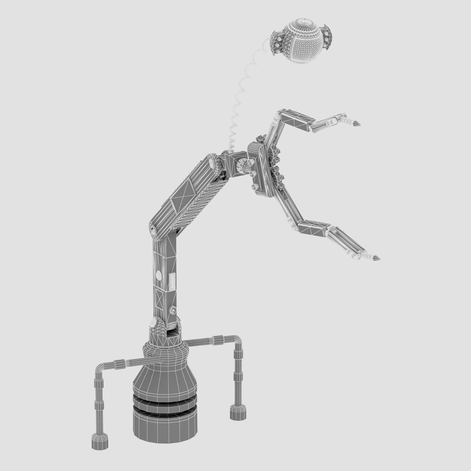 3D model of scifi robot arm with light and monitor Low-poly 3D model_13