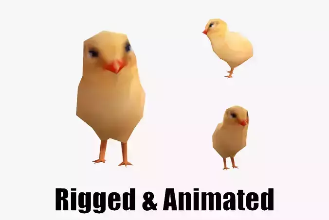 low-poly animated chick