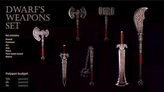 Dwarf weapons set 3D Model Collection