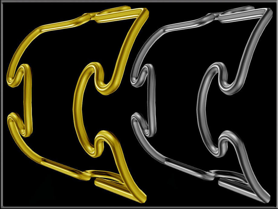 Puzzle Pieces Wire Curved 02 Low-poly 3D model_1