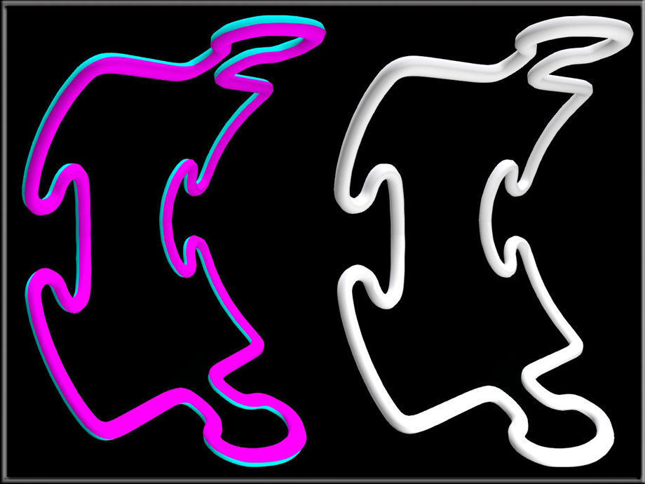 Puzzle Pieces Wire Curved 02 Low-poly 3D model_3