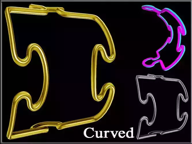 Puzzle Pieces Wire Curved 02