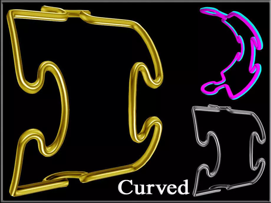 Puzzle Pieces Wire Curved 02 Low-poly 3D model_0