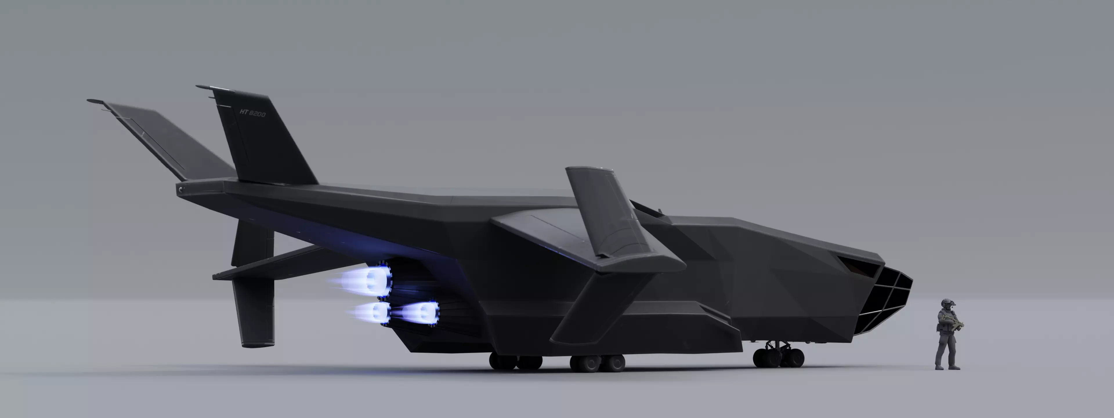 Sci fi  Aircraft Low-poly 3D model_0