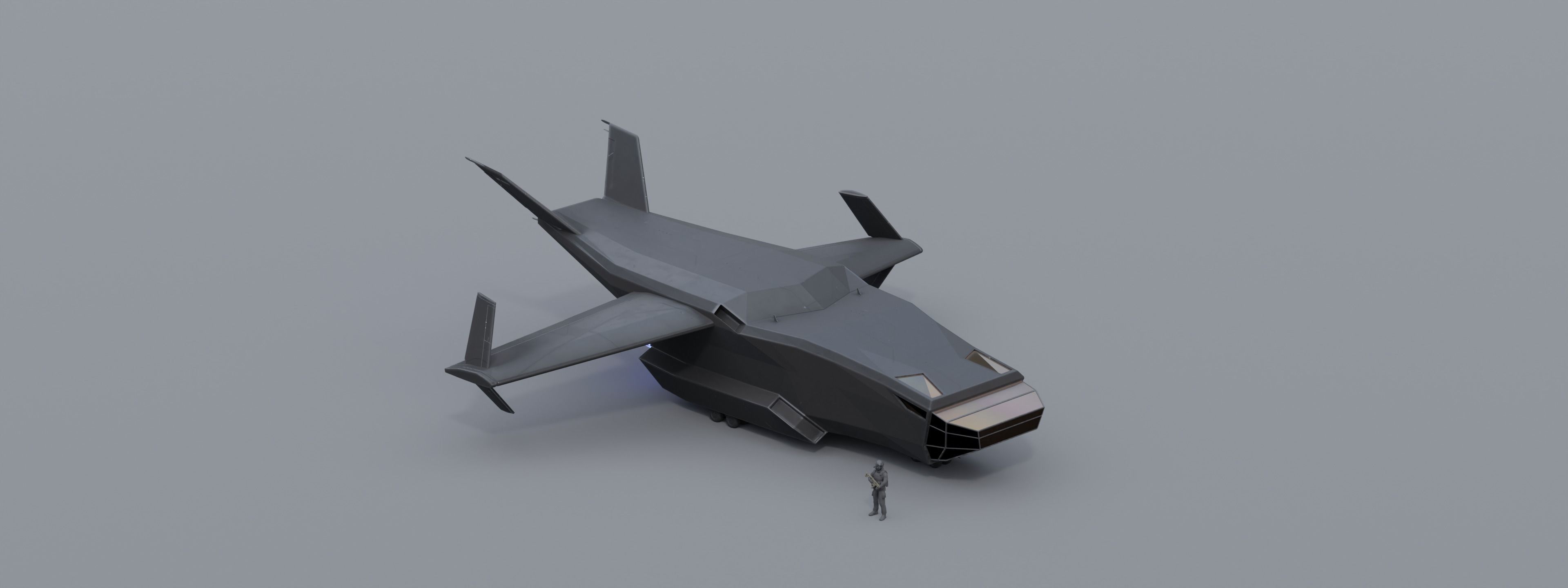 Sci fi  Aircraft Low-poly 3D model_2