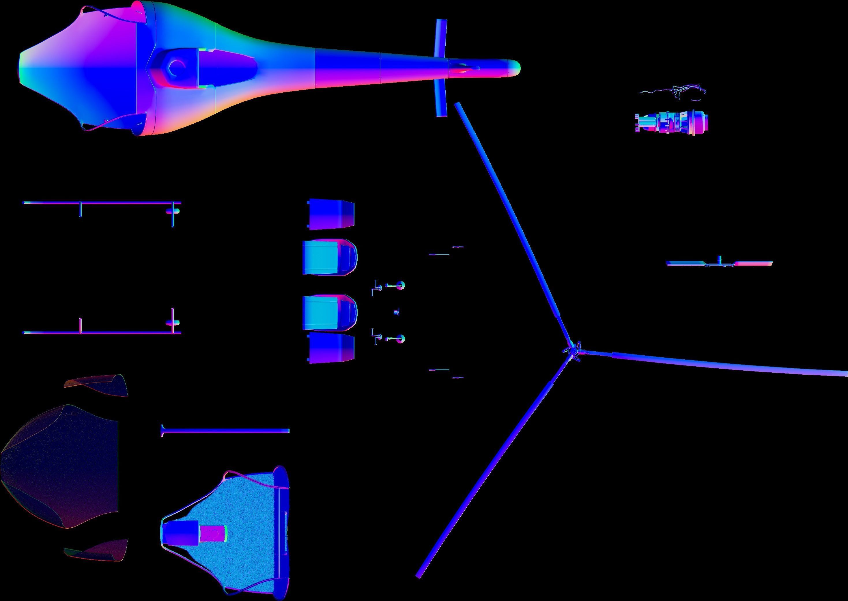 NEW AWESOME HELICOPTER RIGGED Low-poly 3D model_49