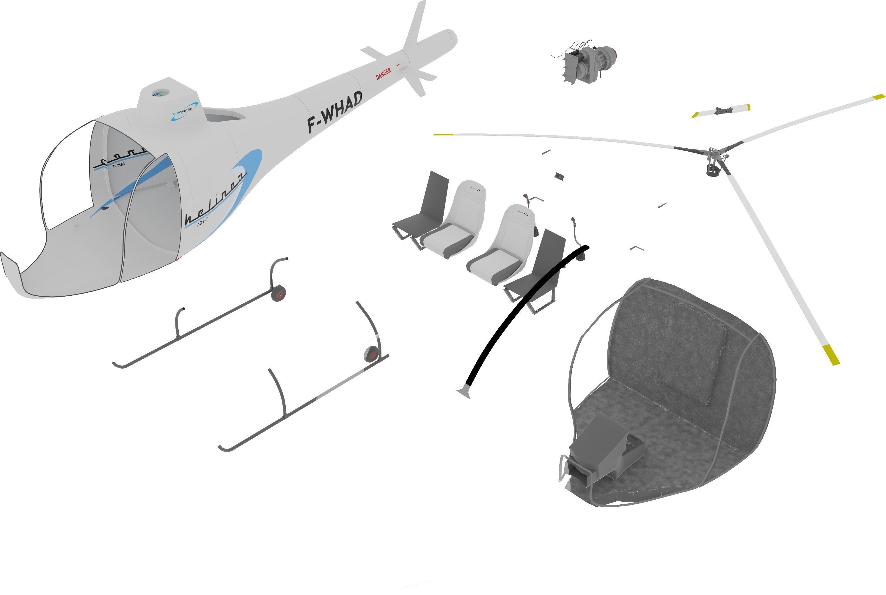 NEW AWESOME HELICOPTER RIGGED Low-poly 3D model_3