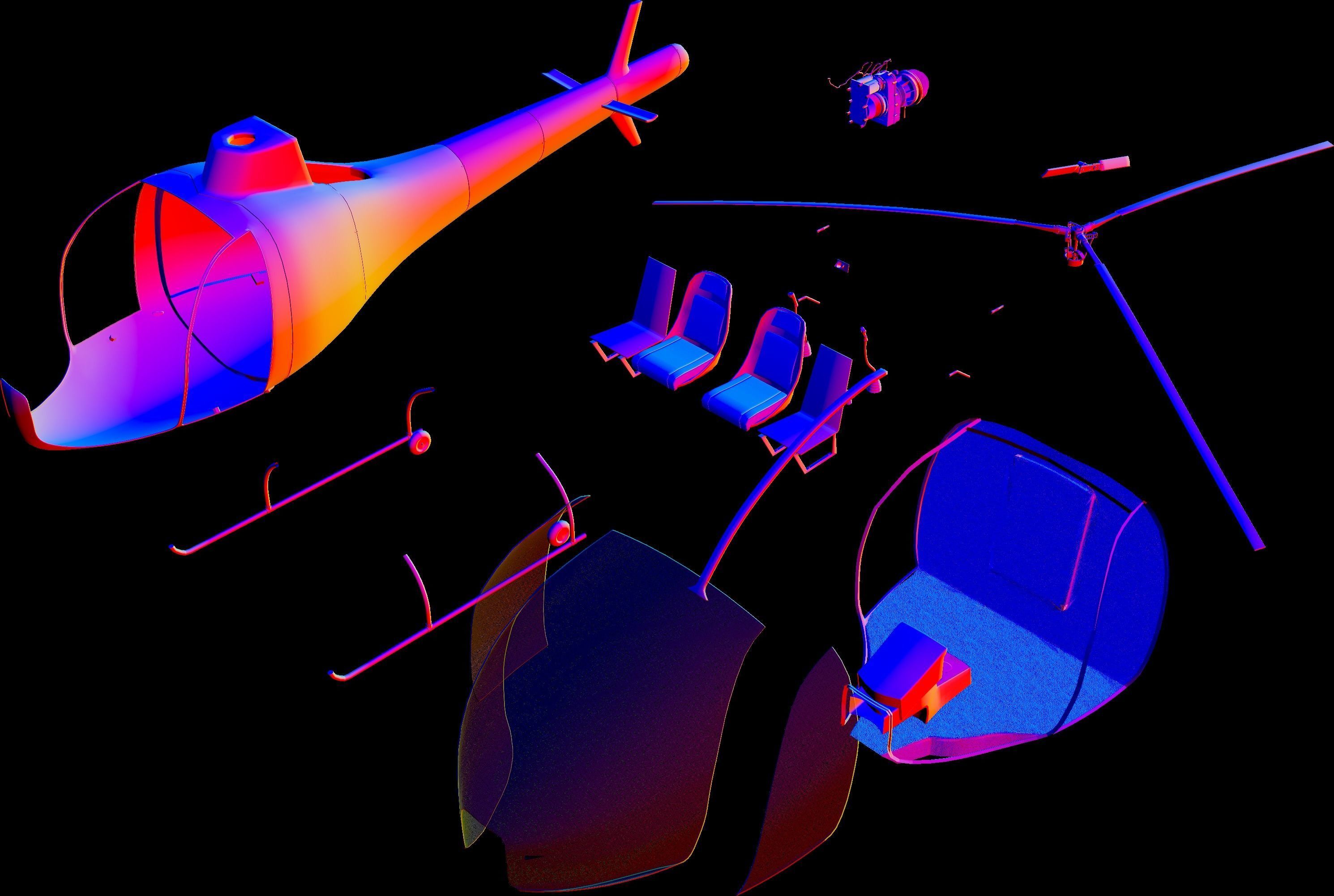 NEW AWESOME HELICOPTER RIGGED Low-poly 3D model_7
