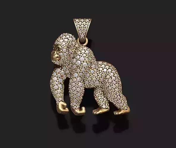 Gorilla pendant with gems