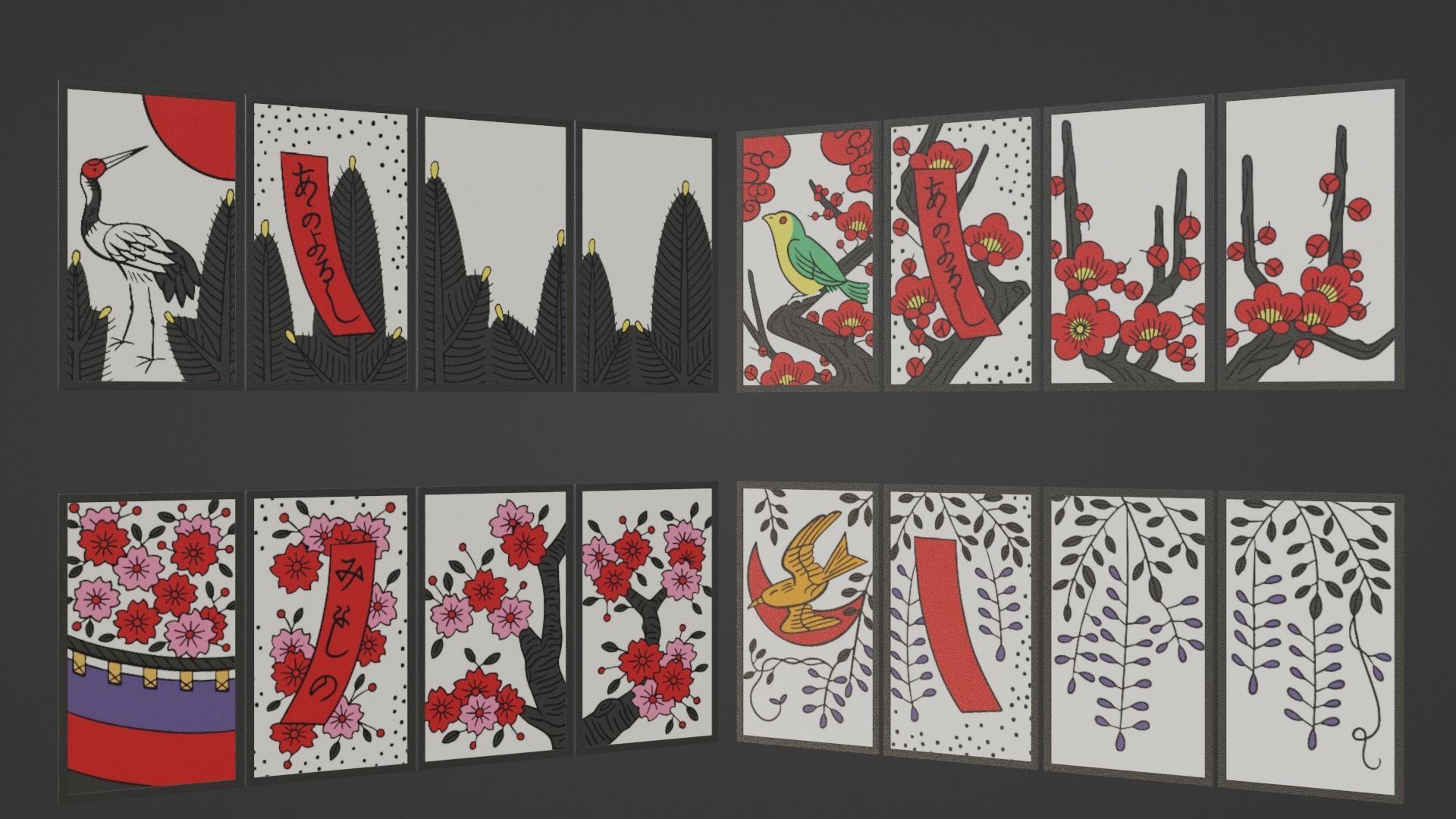 Hanafuda - Flower Cards Low-poly 3D model_19