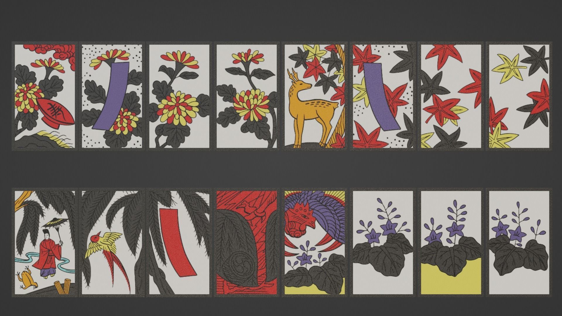 Hanafuda - Flower Cards Low-poly 3D model_16