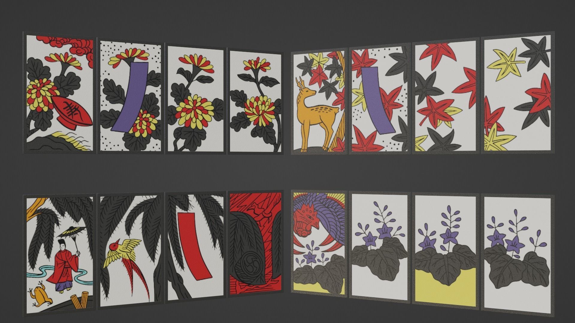 Hanafuda - Flower Cards Low-poly 3D model_25