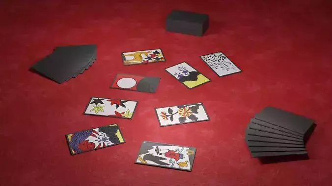 Hanafuda - Flower Cards Low-poly 3D model