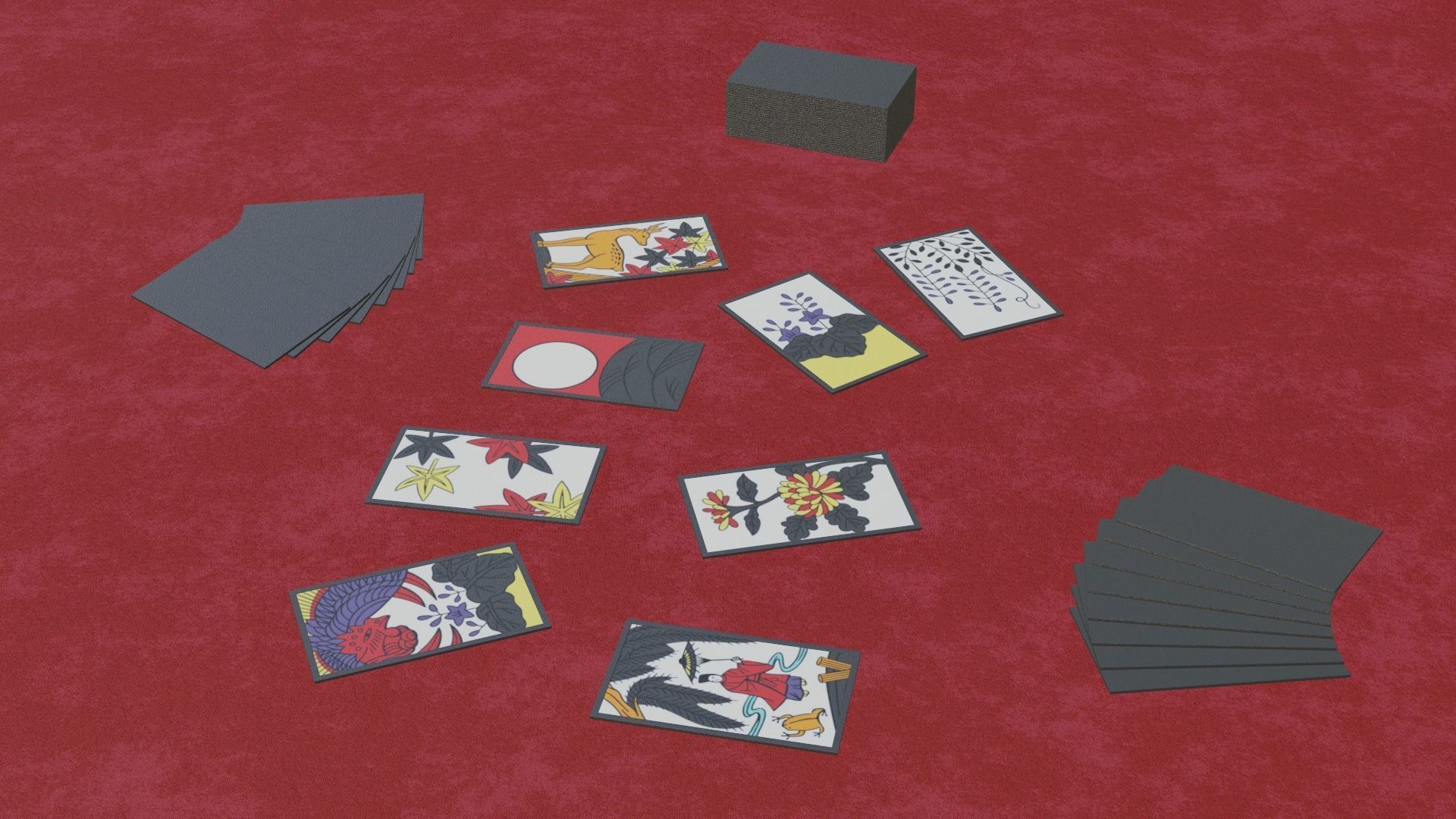 Hanafuda - Flower Cards Low-poly 3D model_1