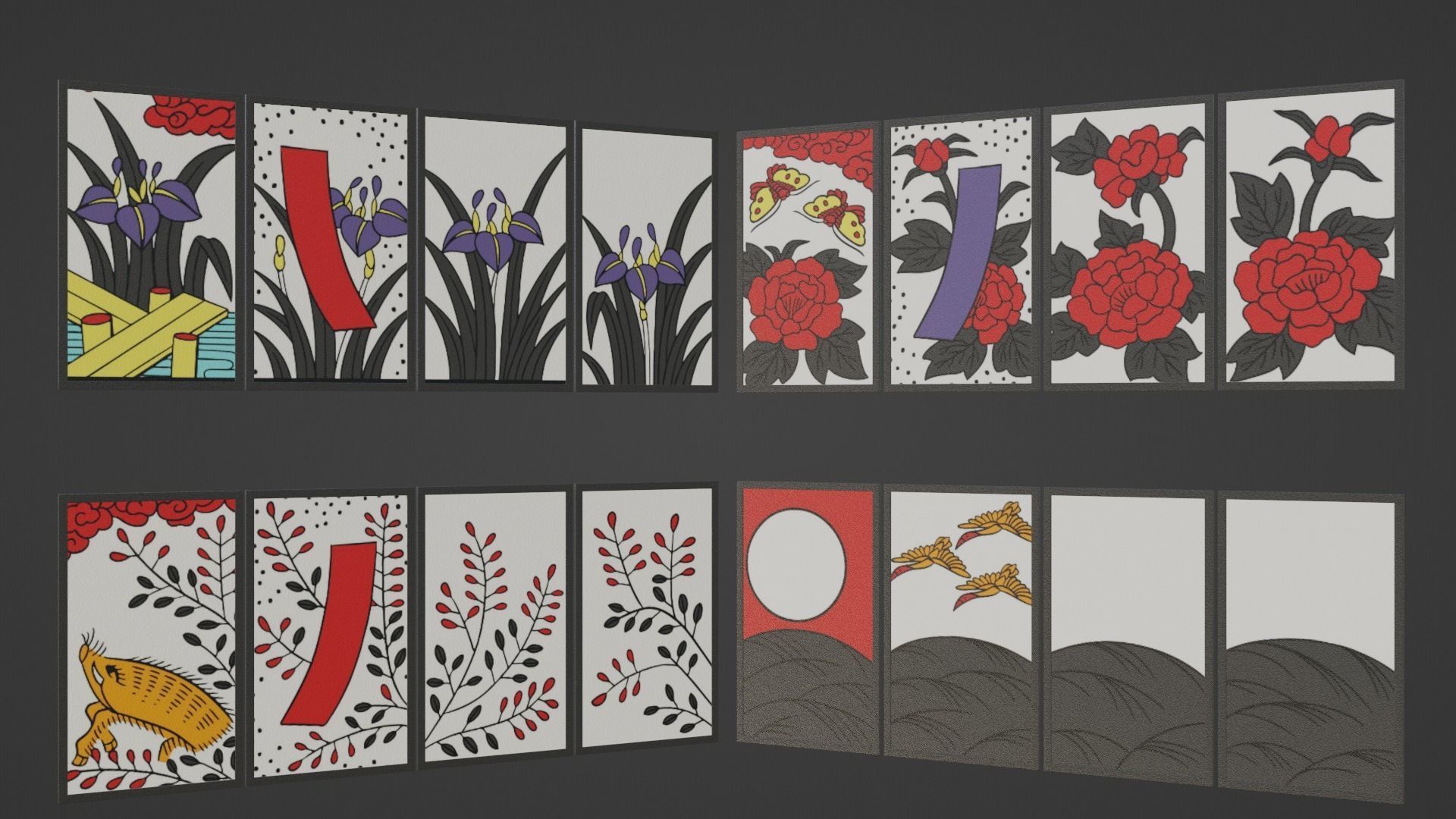 Hanafuda - Flower Cards Low-poly 3D model_22